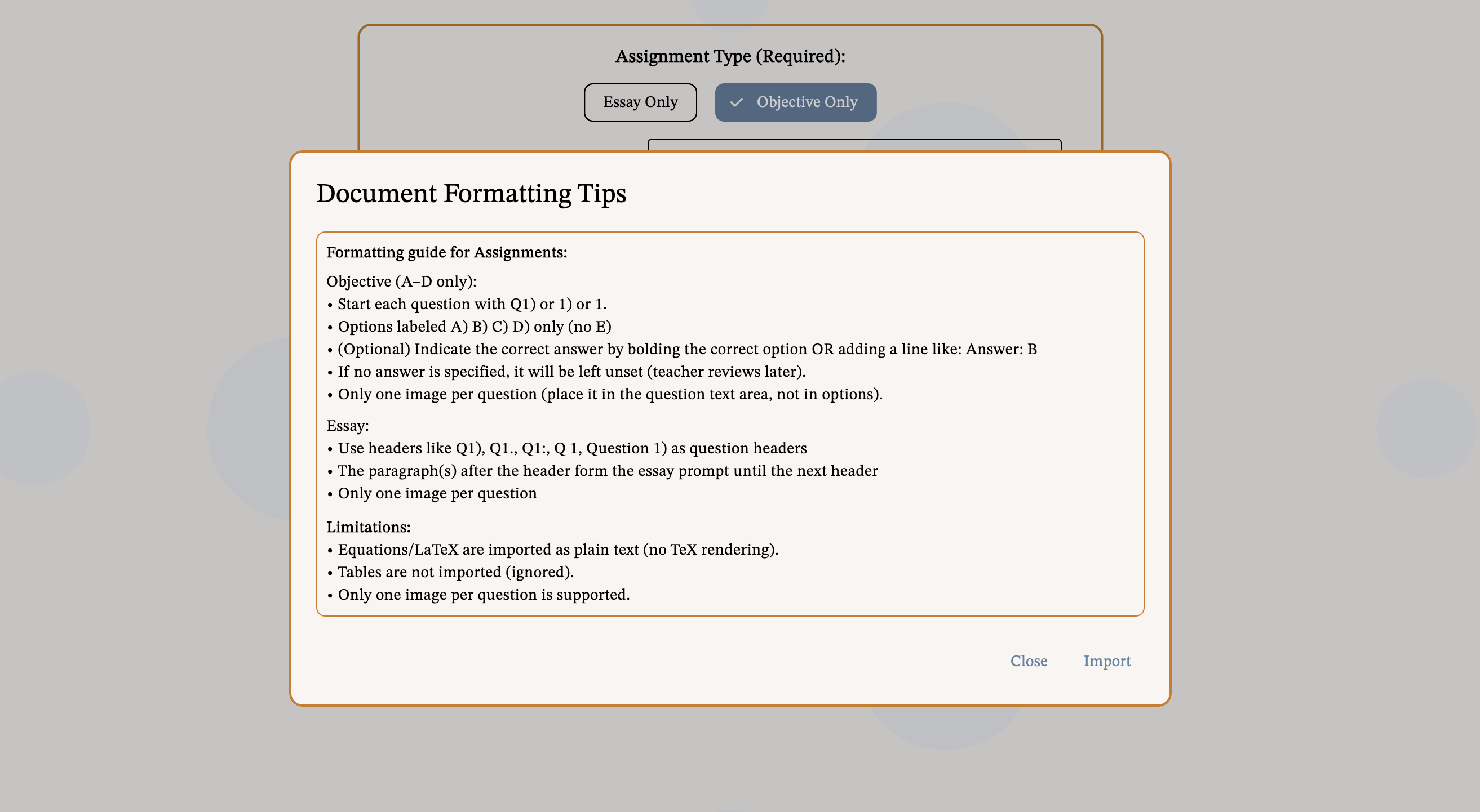 Document Formatting Tips for importing doc